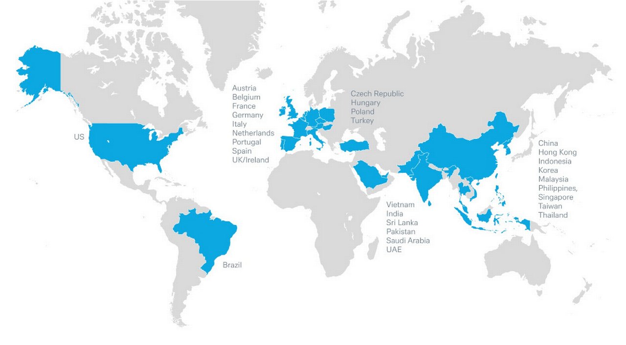 Securities Services world map